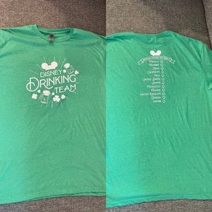 Green Disney Drinking Around The World Team Epcot Tshirt